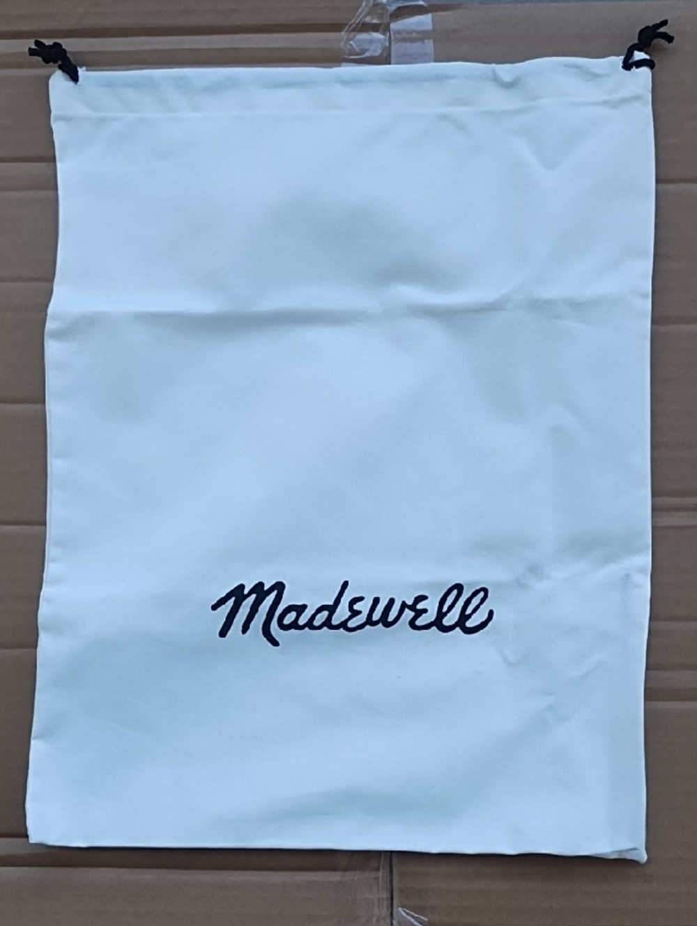 Madewell Drawstring Dust Bag in Cream with Navy Logo